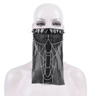 Black gothic half face veil mask with chain