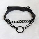 Black gothic leather choker with round chain