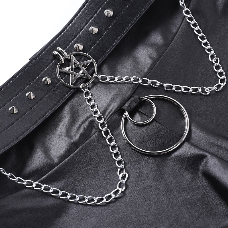 Black Gothic Short Detail - Femboy Fashion