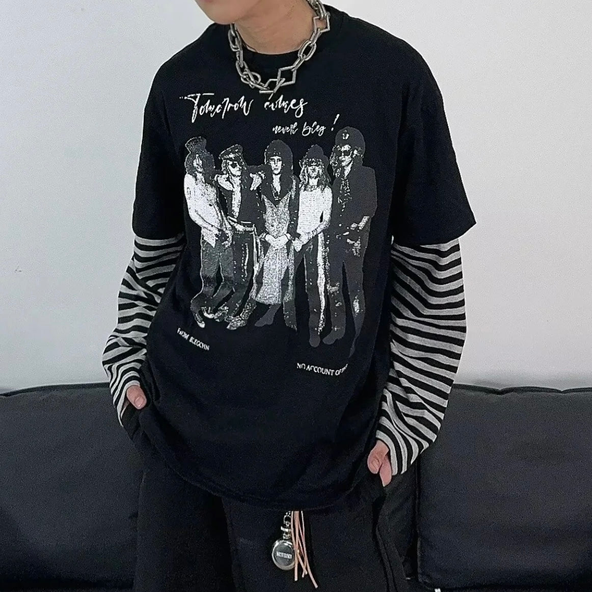 Black gothic style long sleeve top