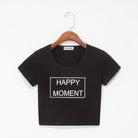 Happy Moment Solid Crop Tee - Femboy Fashion