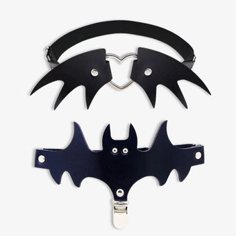 Bat & Heart Leather Femboy Garters (Set)