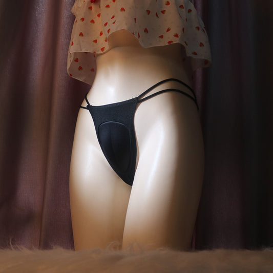 Black Hiding Gaff Thong Panty For Sissy - Femboy Fashion