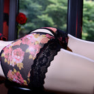 Sexy Black High Waist Floral Lace Crotchless Panty - Femboy Fashion