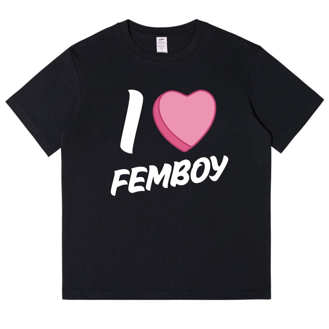 Black I Love Femboy T-shirt