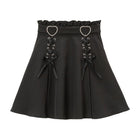 Black Jirai Kei Lace Up Skirt