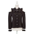 Black Jirai Kei Long Sleeved Blouse With Bow Tie