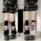 Black knitted heart leg warmers