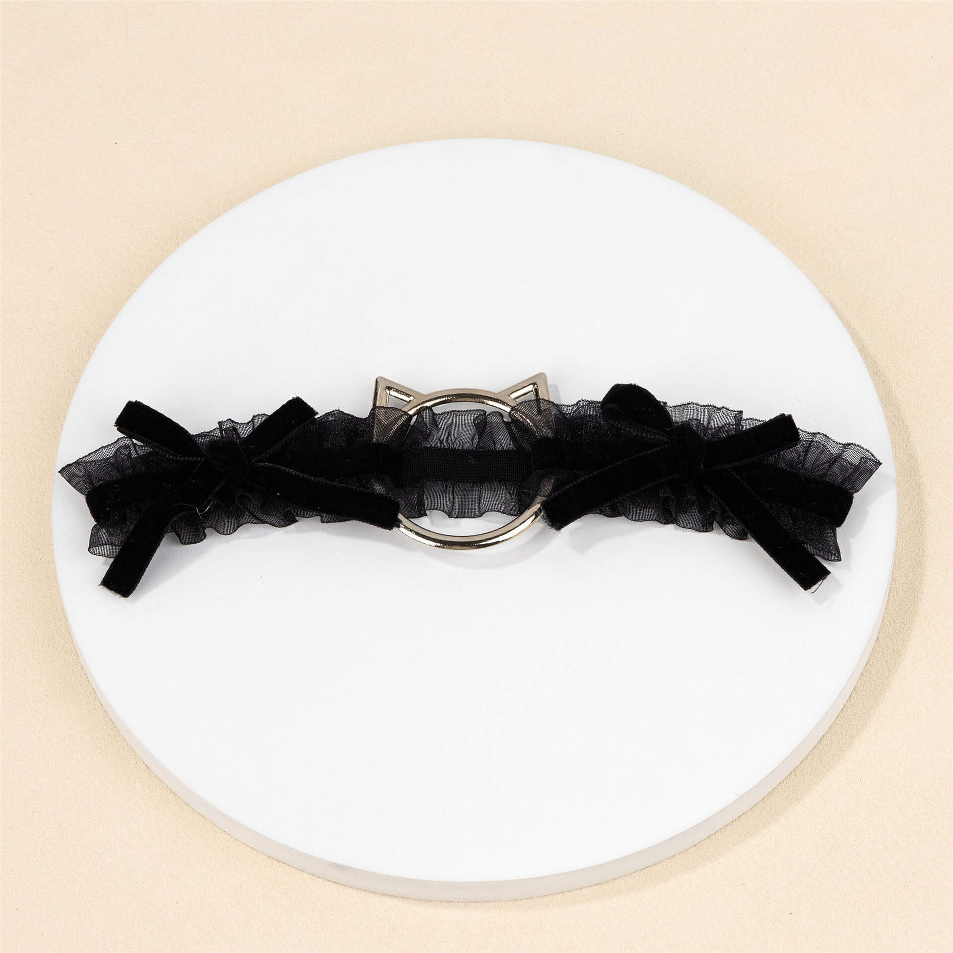 Black Lace Cat Garter With Bow - Femboy Fashion