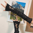 Black Lace Fingerless Gloves - Femboy Fashion