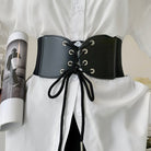 Black Lace Up Corset Belt - Femboy Fashion