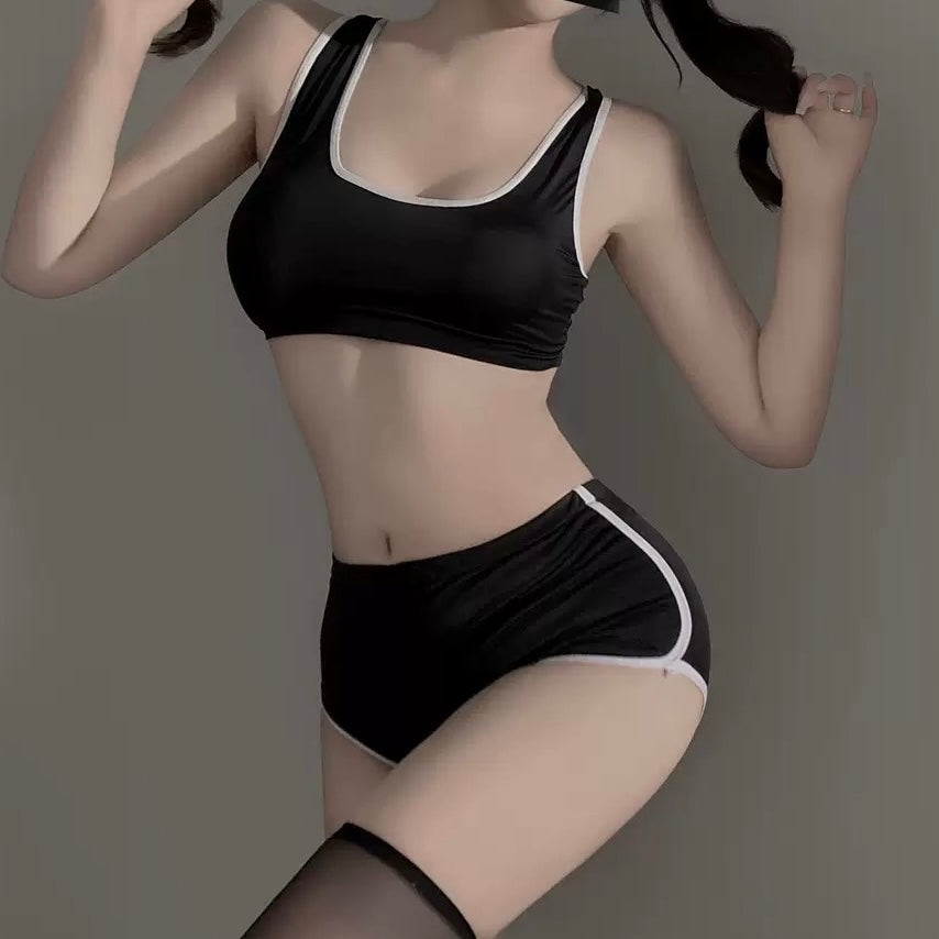 Black Latex Lingerie Short Set for Femboy - Femboy Fashion