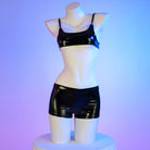 Black Latex Lingerie Short Set Front - Femboy Fashion