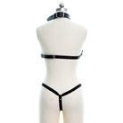 black leather body bondage harness back