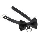 Black leather choker with big bow