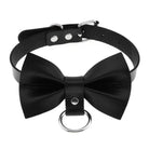 Black leather choker with big bow