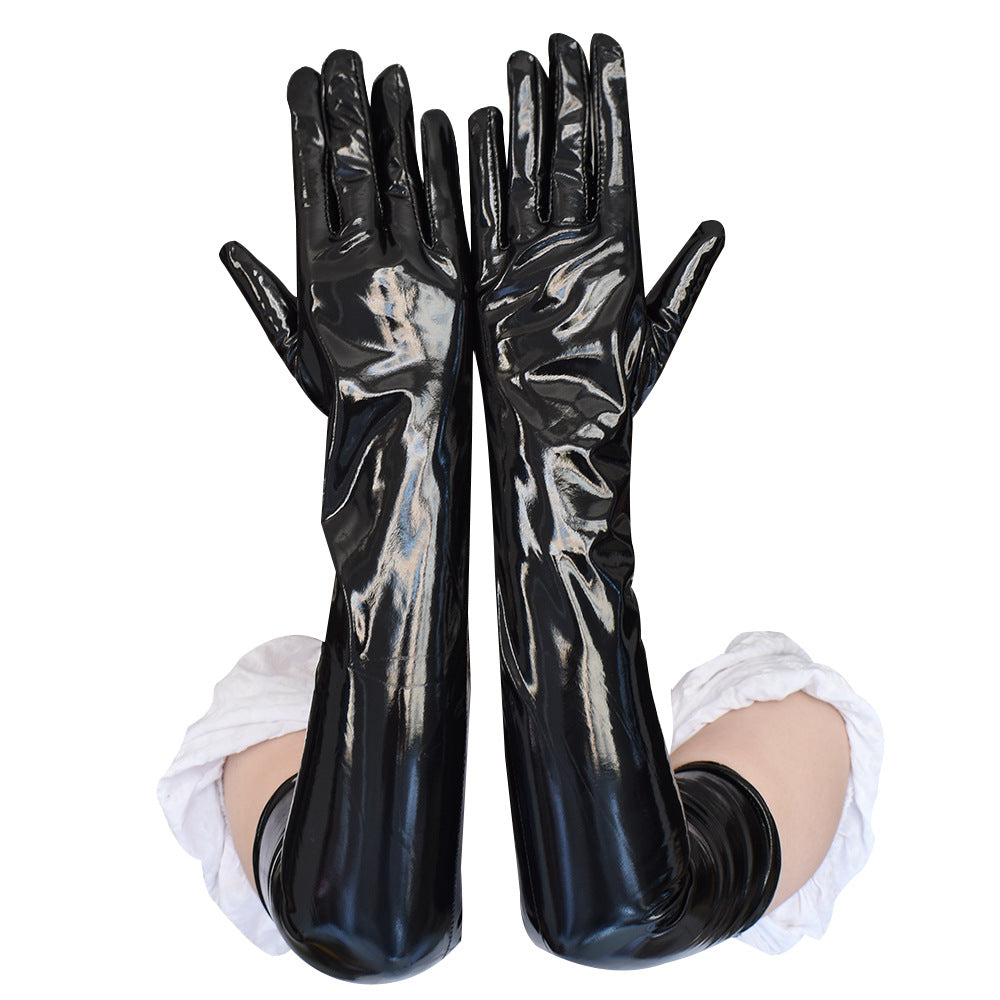 Black Long Leather Gloves