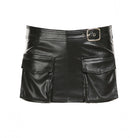 Black leather mini skirt