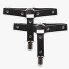 Black leather o ring thigh garters