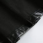 Femboy black leather pleated mini skirt inside detail