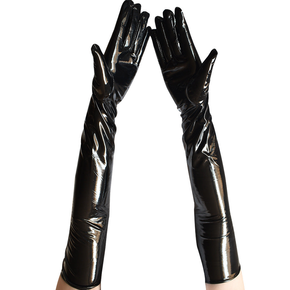 Black Long Leather Gloves