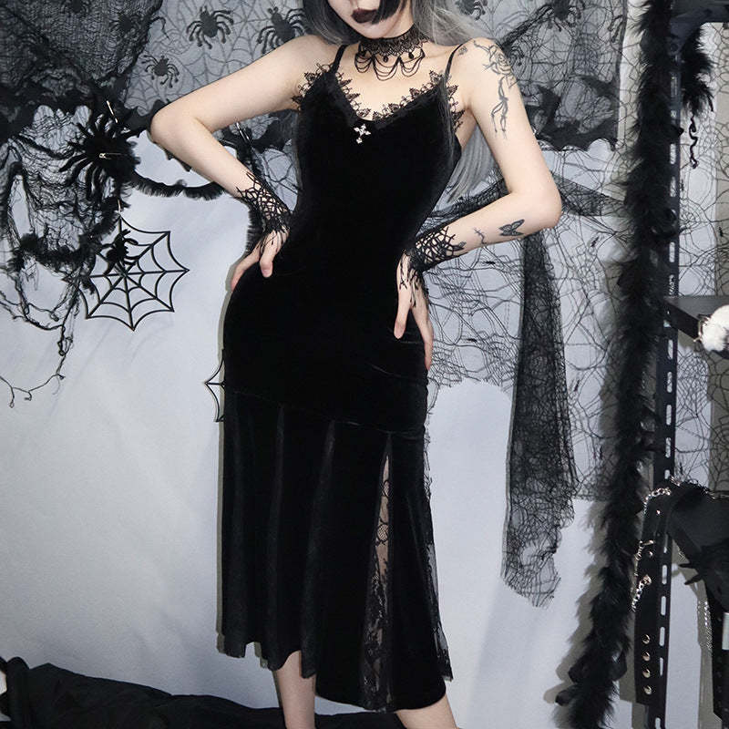 Sexy Black Mermaid Gothic Sundress- Femboy Fashion