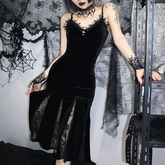 Sexy Black Mermaid Gothic Sundress- Femboy Fashion