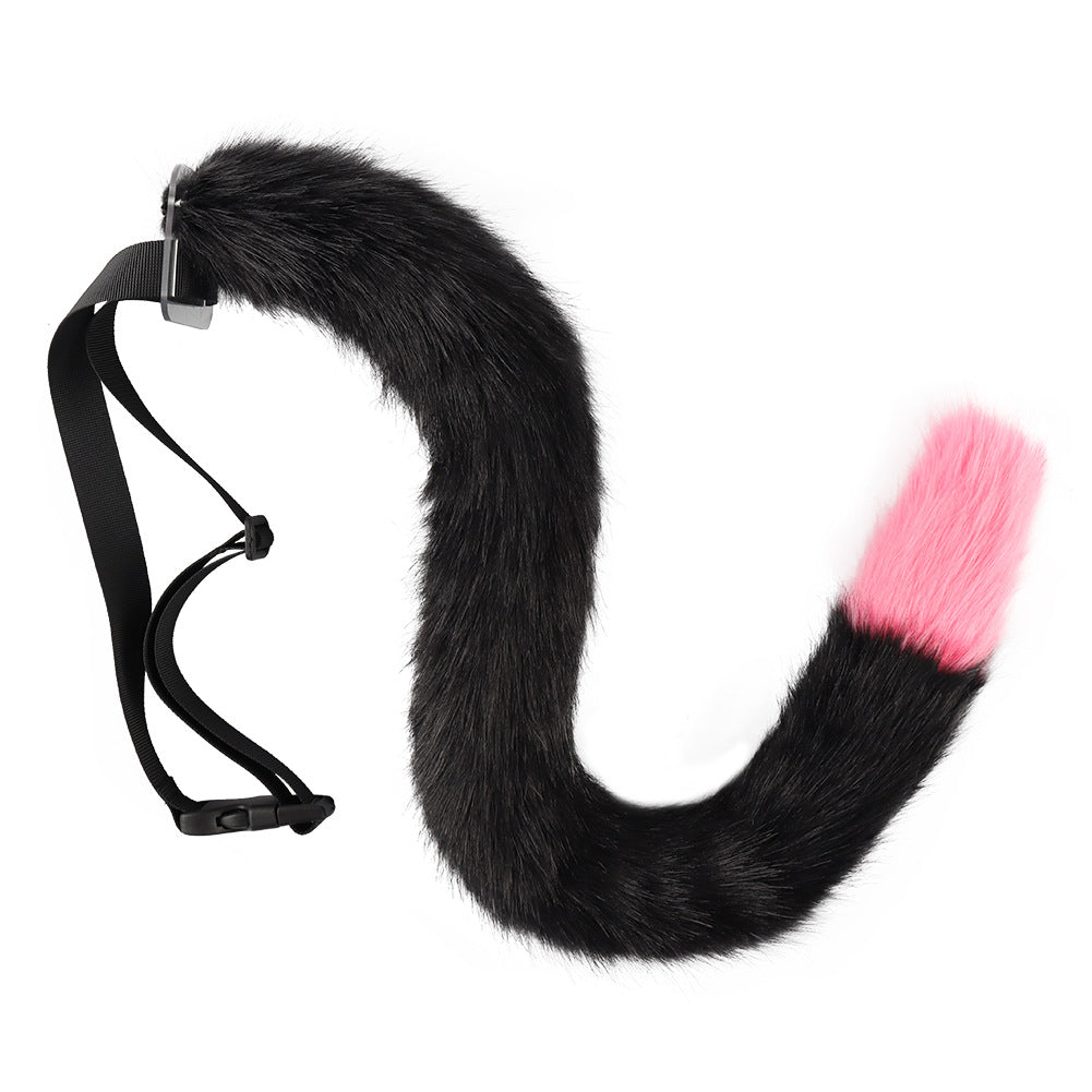 Black pink femboy cat tail