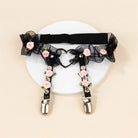 Black Punk Flower Garter With Heart - Femboy Fashion