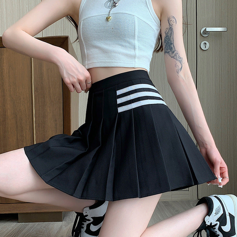 Black Pleated Knee Length Skirt - Femboy Fashion