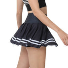 Black femboy pleated workout skirt with stripes