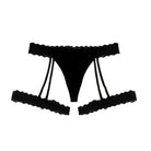 Black plus size panty thong with garter