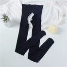 Black plus size solid crotchless pantyhose