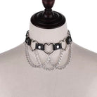 Black Punk Heart Chain Leather Choker