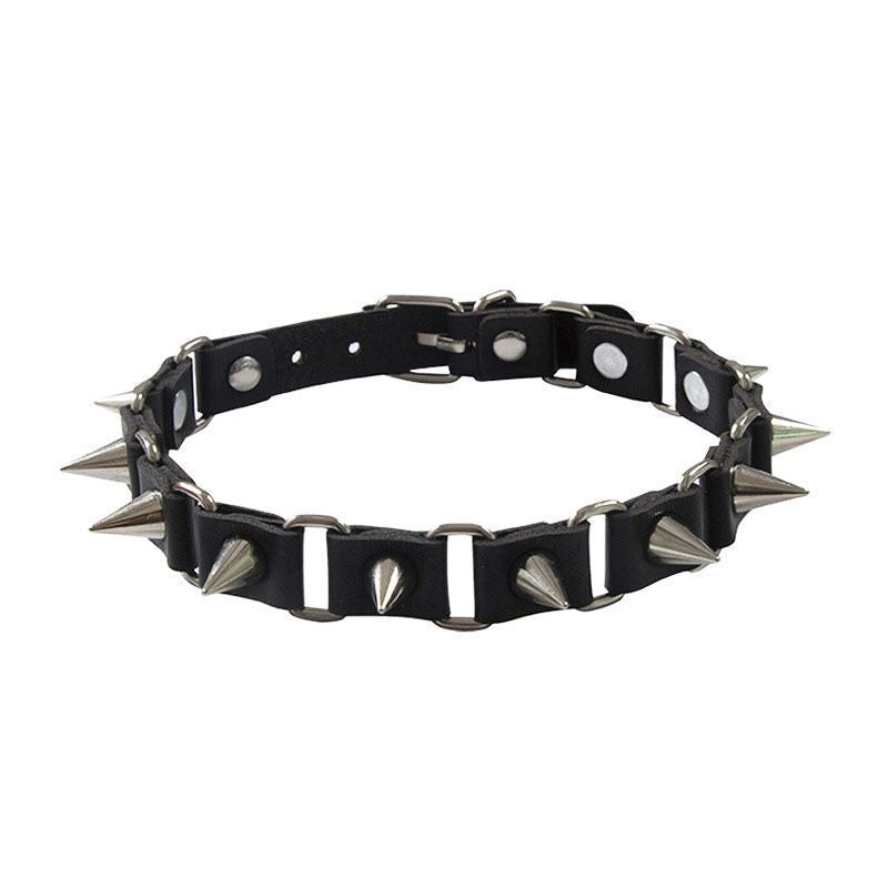 Black Punk Leather Choker - Femboy Fashion