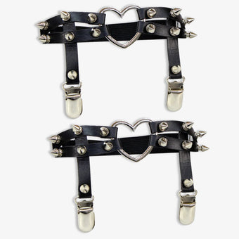 Punk Leather Heart Femboy Thigh Garter