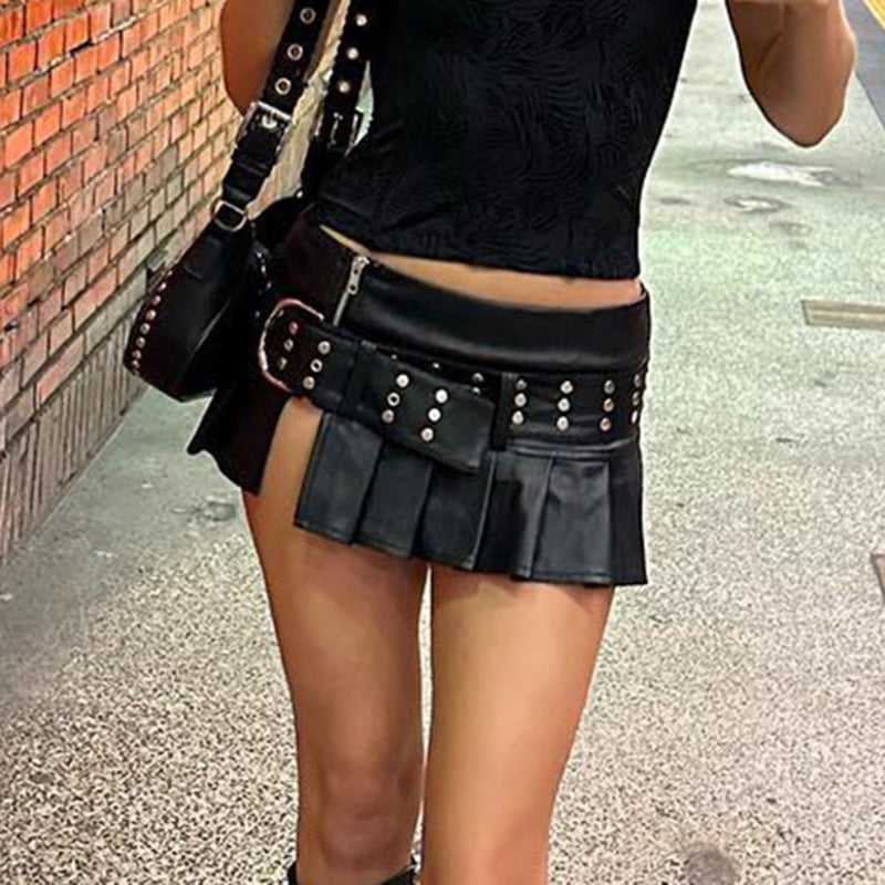 Black Punk Mini Skirt - Femboy Fashion