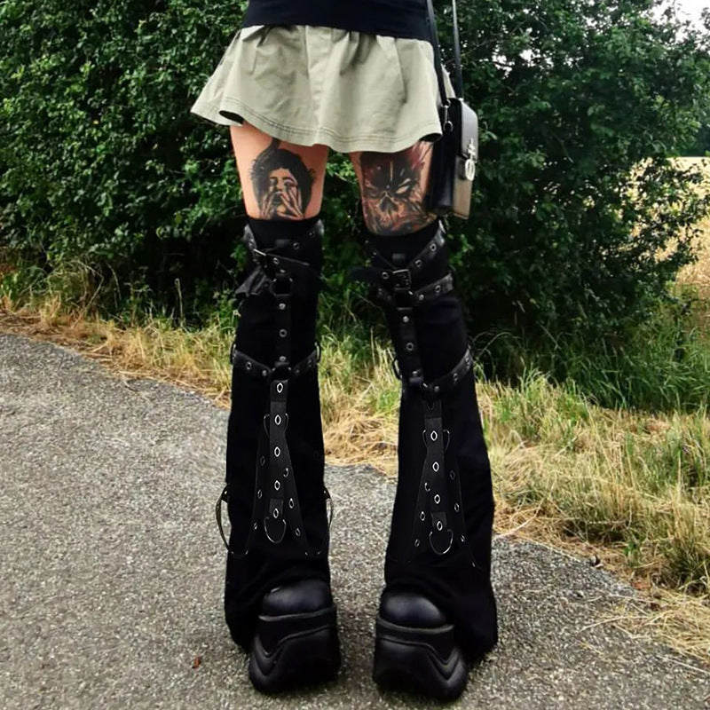 Black Punk Rock Leg Warmers - Femboy Fashion