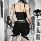 Goth femboy in black red sexy gothic camisole top back