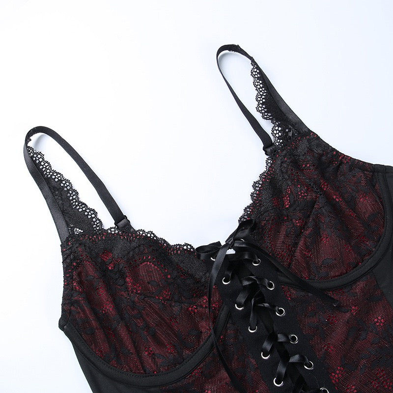 Black red sexy gothic camisole top details