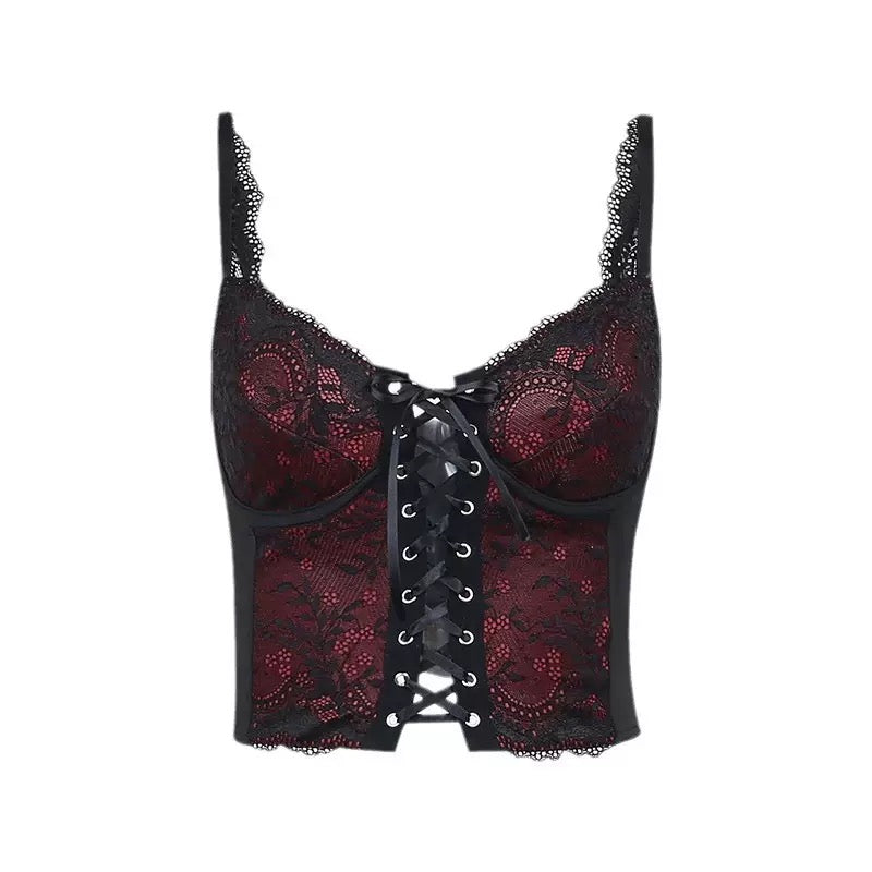 Black red sexy gothic camisole top