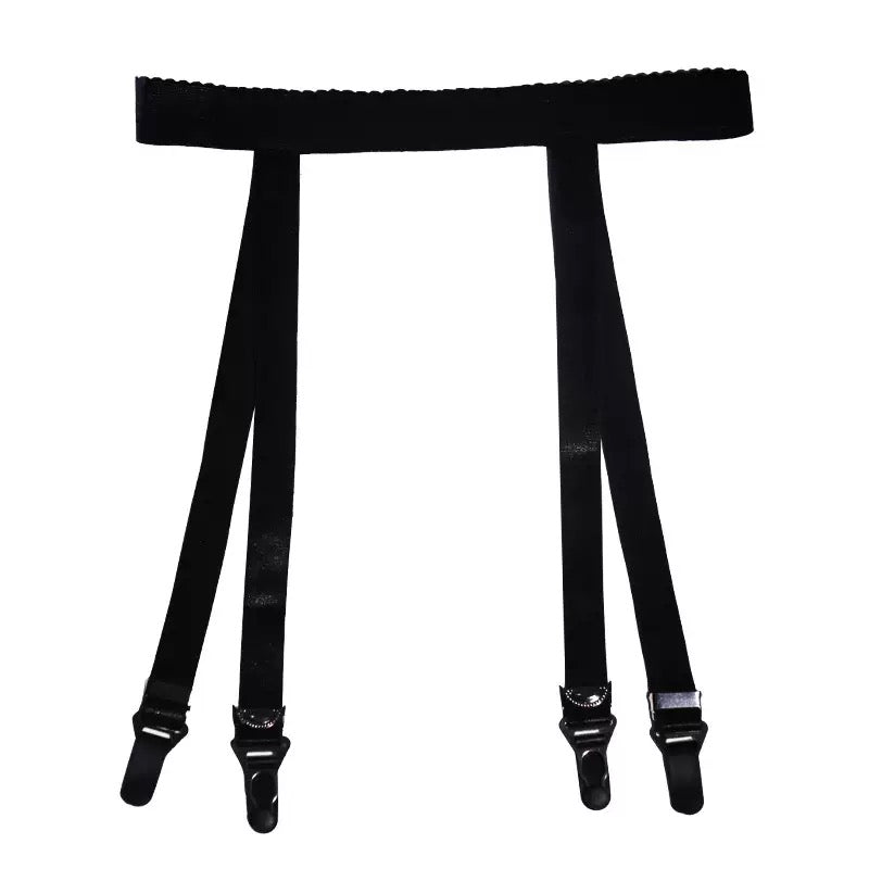 Black sexy 4 strap garter belt and tights for femboy