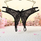 Black Sexy Lace Open Crotch Thong - Femboy Fashion