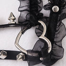 Black sexy studded heart garter detail