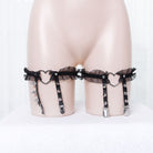 Black sexy studded heart garter front