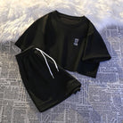 Black Short Sleeve Sport T-shirt And Short Set