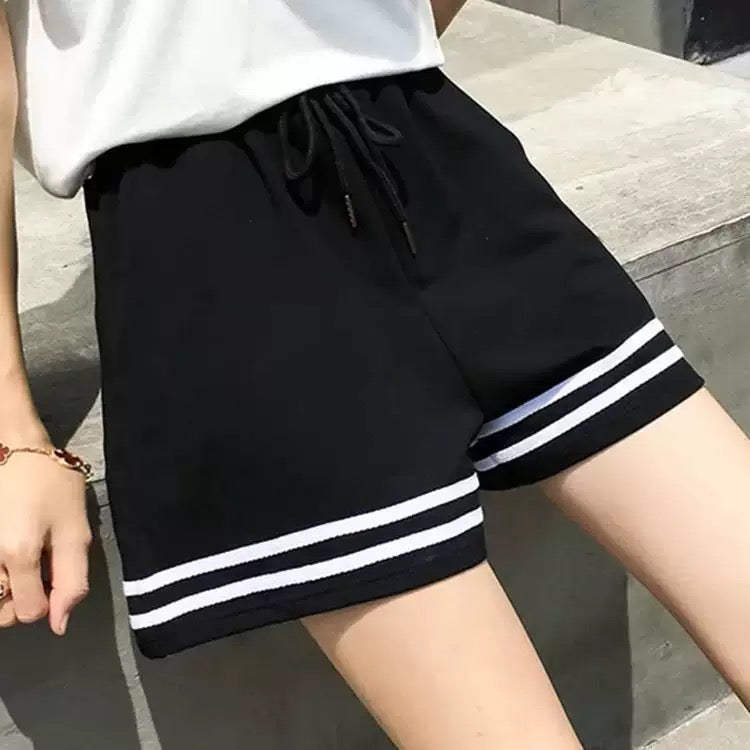 Femboy in Black Shorts With White Stripe - Femboy Fashion