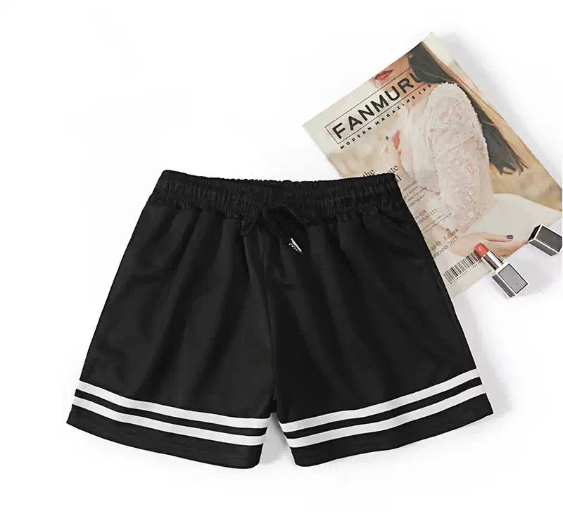 Black Shorts With White Stripe - Femboy Fashion