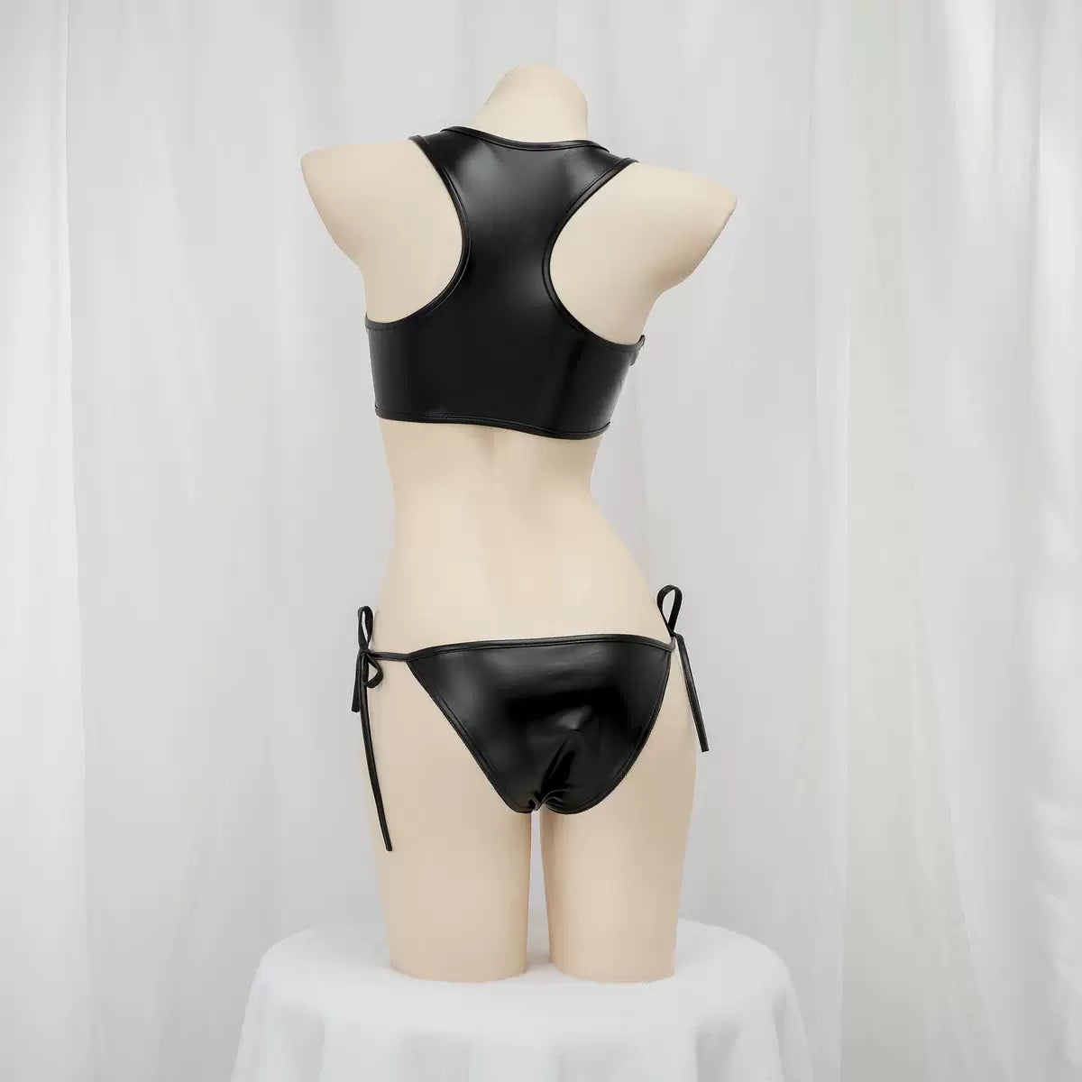 Sexy Black And White Leather Lingerie - Femboy Fashion