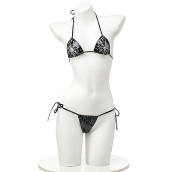 Spider Web Leather Femboy Bikini